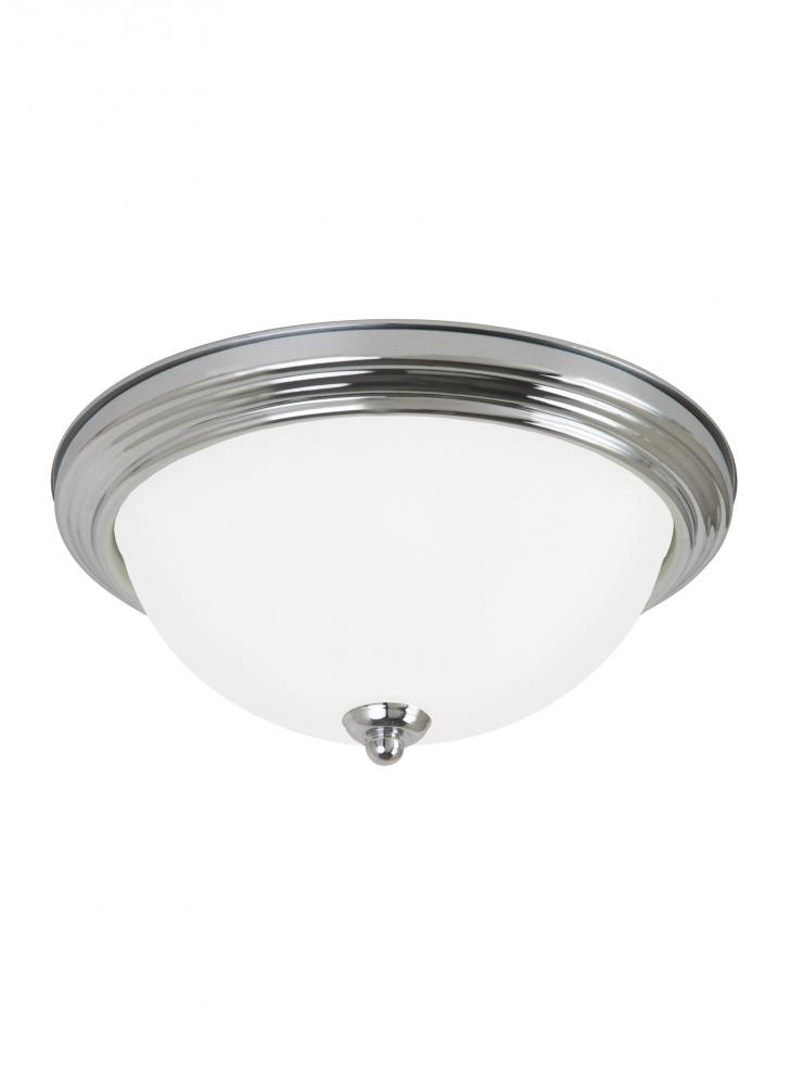 Geary transitional 3-light LED indoor dimmable ceiling flush mount fixture in chrome silver finish w