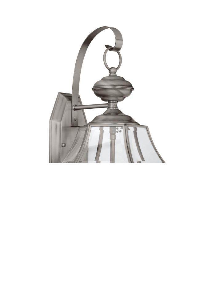 Lancaster traditional 2-light LED outdoor exterior wall lantern sconce in antique brushed nickel sil