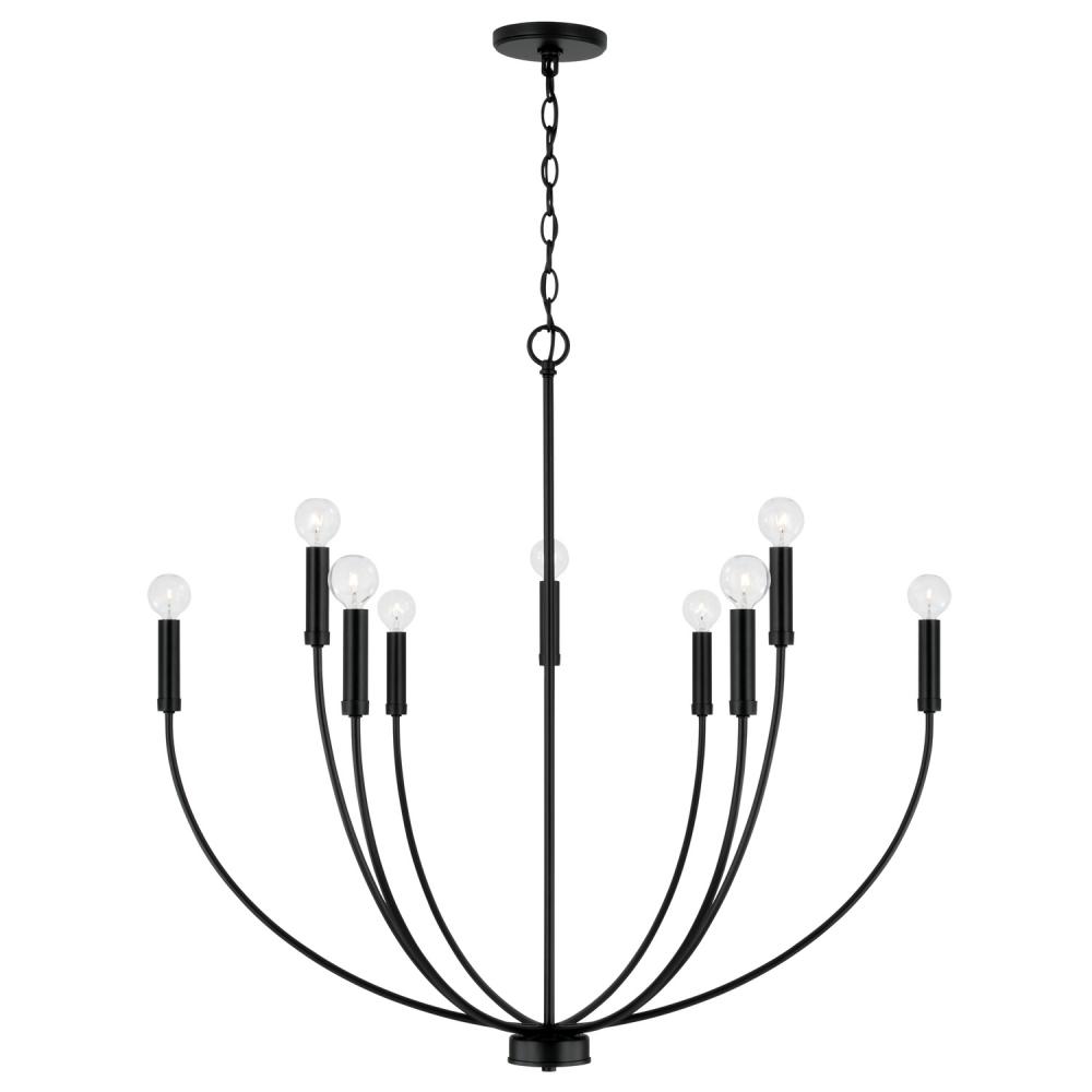 8-Light Chandelier in Matte Black