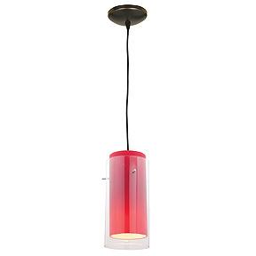 One Light Oil Rubbed Bronze Clear Outer Red Inner Glass Down Mini Pendant