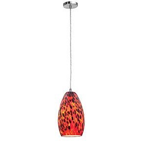 One Light Brushed Steel Carnival Glass Down Mini Pendant