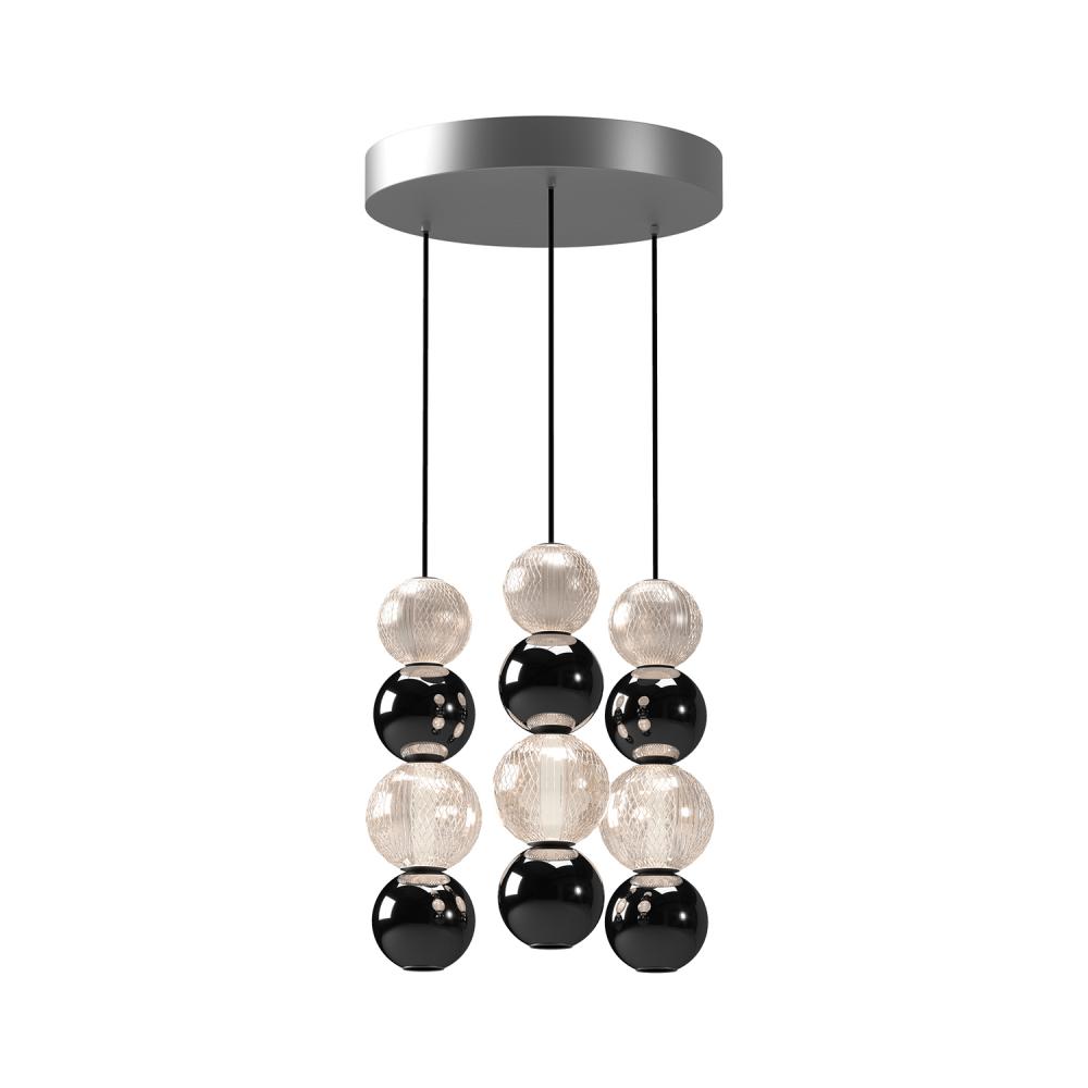 Onyx 3 Head Polished Nickel LED Multi Pendant