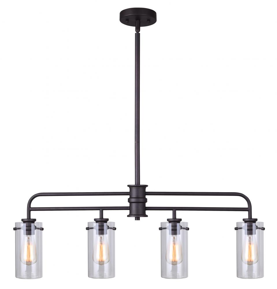 ALBANY, 4 Lt Rod Pendant, Clear Glass, 60W Type A, 36 1/4" W x 22 1/4" - 50 1/2" H