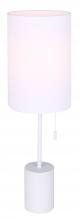 Canarm ITL1164A23WH - FLINT 23 in. White Table Lamp with White Fabric Shade and Pull Chain Switch