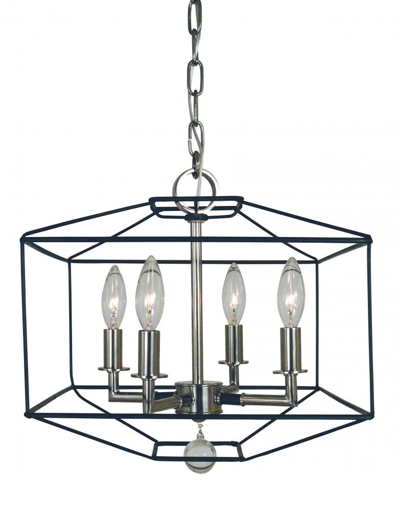 4-Light Polished Nickel/Matte Black Isabella Dual Mount Chandelier