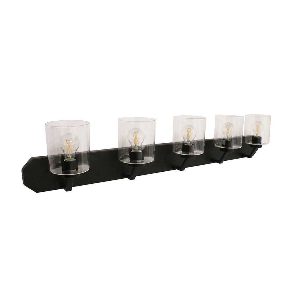 Paris 5-Light Vanity - NK Clear Cylinder Glass