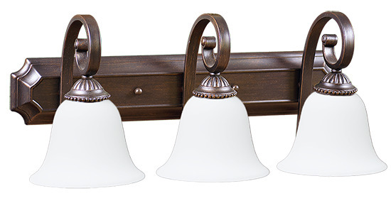 Alpine Series 3 Light Vanity Fixture - RB White Glass