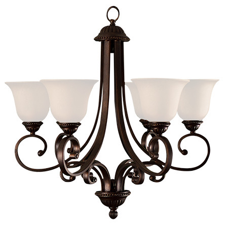 Alpine Series 6 Light Chandelier - RB White Glass