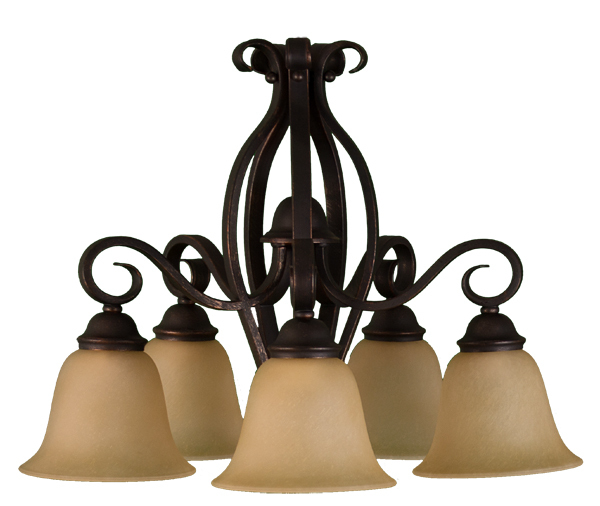 El Paso Series 5-Light Nook Chandelier - Tea Stain Glass