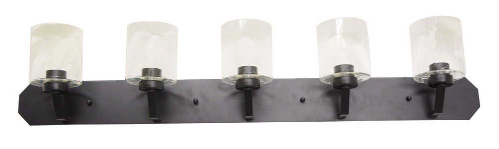 Paris 5-Light Vanity - MB Clear Cylinder Glass