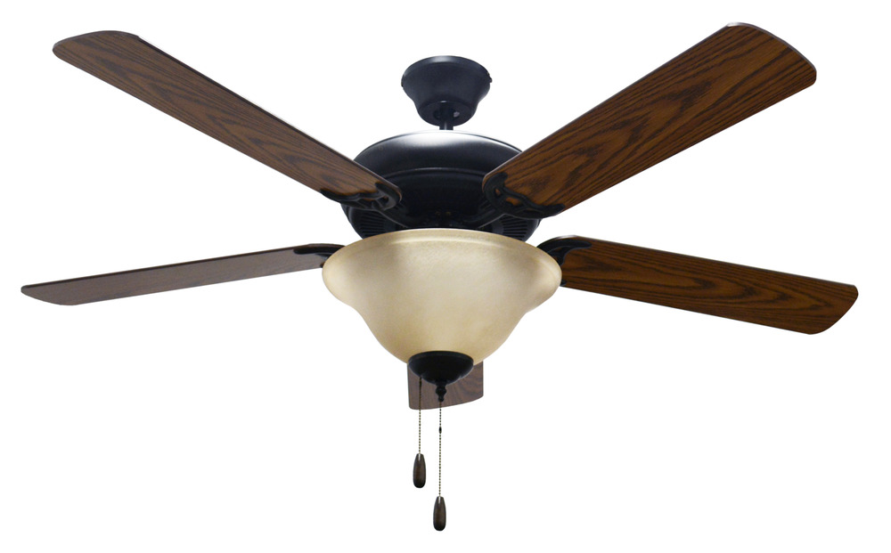 52' 5-Blade RB Fan W/Tea Stained Bowl Light Kit(2x9.5W LED 3000K)