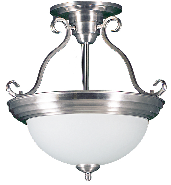 Semi Flush Entry Fixture - NK White Glass