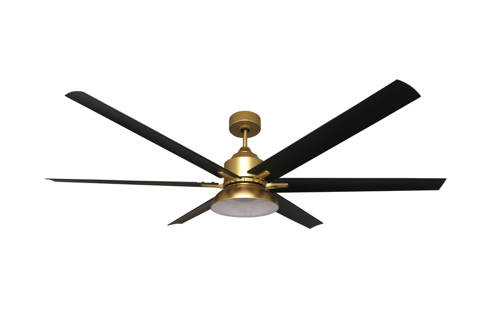 6-Blade 72" Weathered Gold Fan MB Blades Damp 18W LED 3K