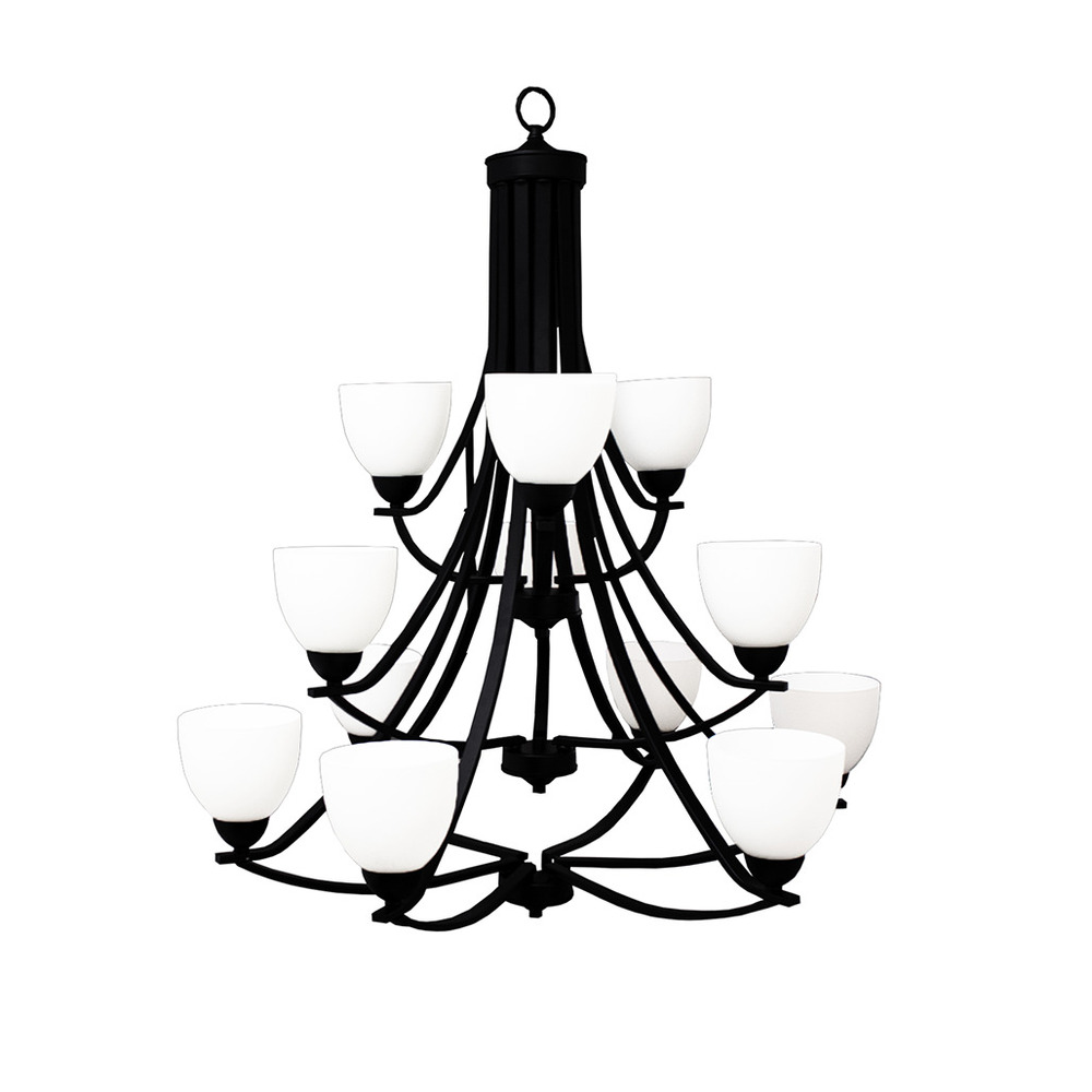 Victoria 12-Light Chandelier - MB White Glass