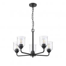 HOMEnhancements ACR-CH5(CLR)-MB - Acheron 5-Light Clear Glass Chandelier