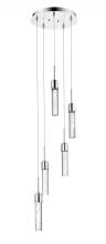 HOMEnhancements 70028 - Vivio Soffi 5-Light Illuminated Glass Cylinder Pendant - Chrome