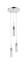 HOMEnhancements 70346 - Vivio Soffi 3-light Illuminated Glass Cylinder Pendant - Chrome