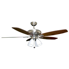 HOMEnhancements 18920 - 52" 5-Blade UFO Fan NK Silver/Walnut Blades 4-Light White Glass LED Kit