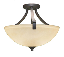 HOMEnhancements 17879 - Victoria 3-Light Semi Flush Entry - RB Tea Stain Glass