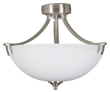 HOMEnhancements 15762 - Victoria 3-Light Semi-Flush Entry - NK White Glass