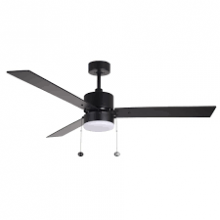 HOMEnhancements PC352 MB3MB/WL - 3-Blade 52" MB Modern Cylinder Fan Matte Black/Walnut Blades Pull Chain 3K, 4K, 5K