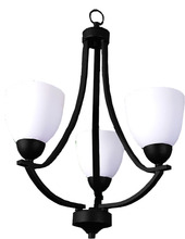 HOMEnhancements 19566 - Victoria 3-Light Chandelier - MB White Glass