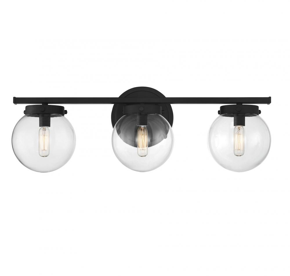 3-Light Bathroom Vanity Light in Matte Black