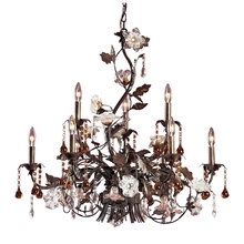 ELK Home 85003 - Cristallo Fiore 9-Light Chandelier in Deep Rust with Clear and Amber Florets