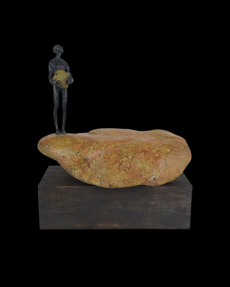 Man on Rock Small Bronze