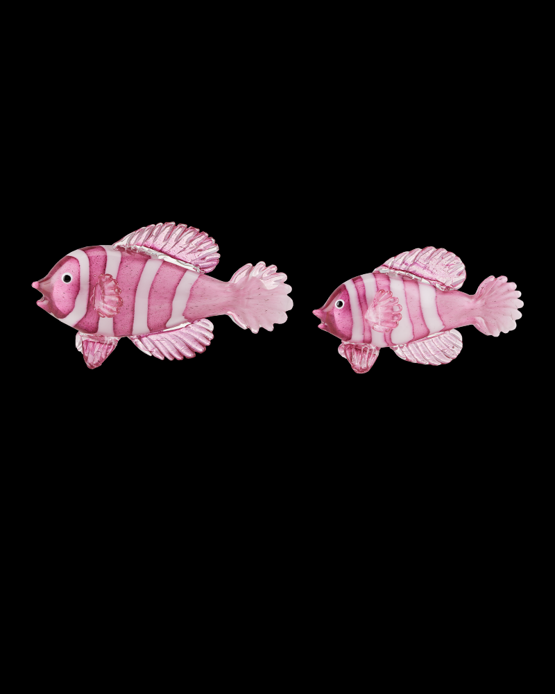 Rialto Magenta Glass Fish Set of 2